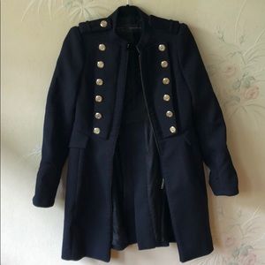 Zara Basics Navy Military Style Coat